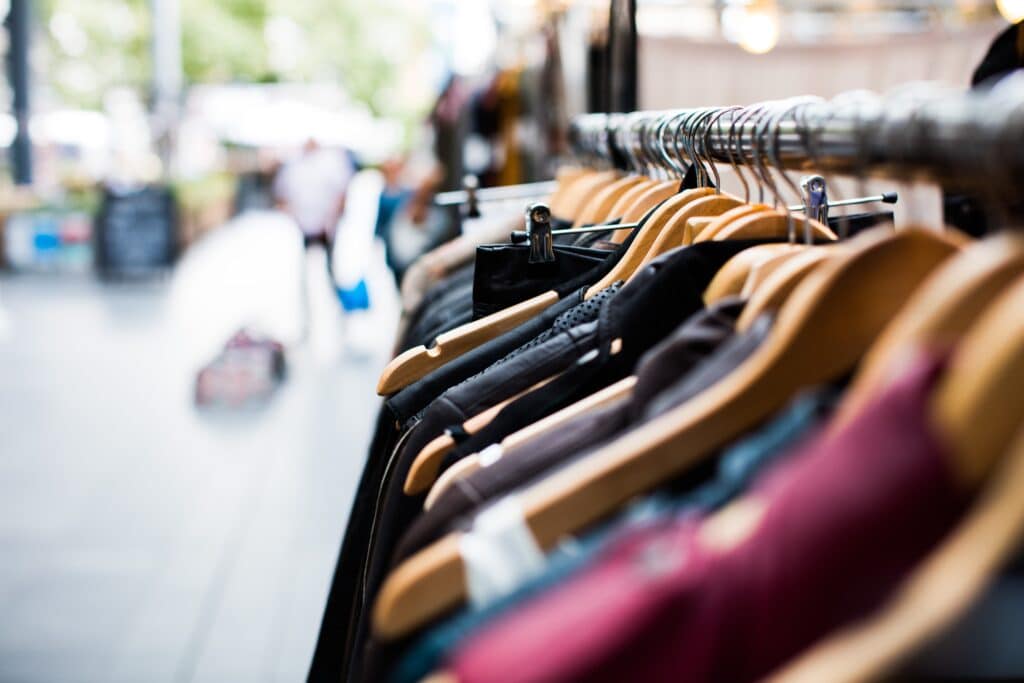 clothing rack in fashionable store