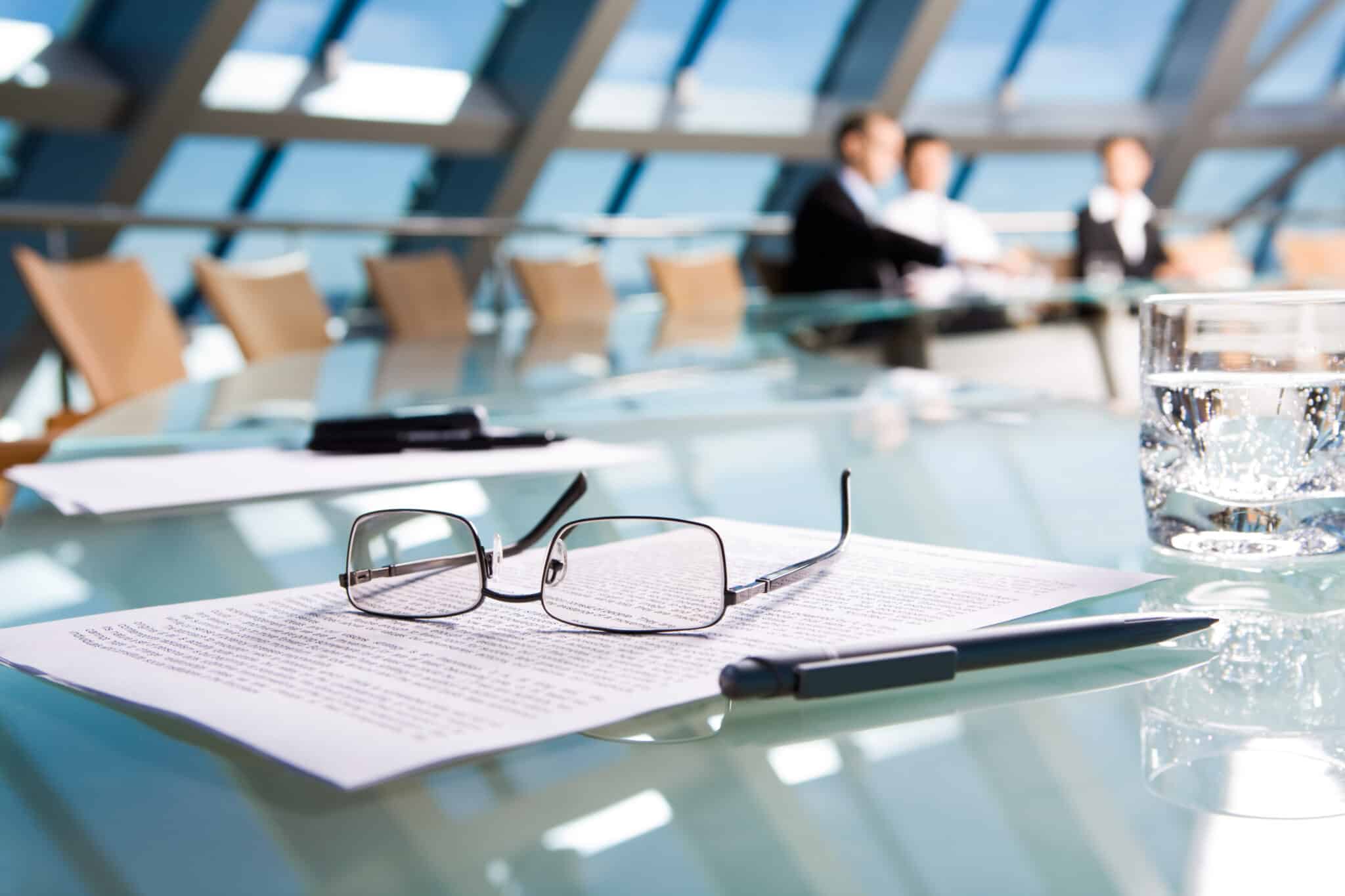 boardroom view through glasses