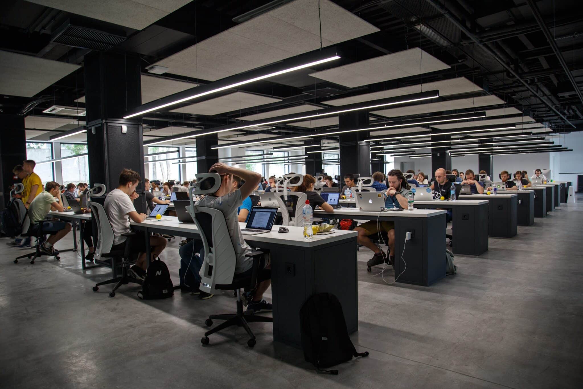 view of a large staffed area in tech office